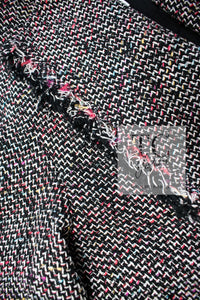 CHANEL 11S Black Red Multicolor Cotton Silk Tweed Jacket 34 36 シャネル ブラック レッド マルチカラー コットン シルク ツイード ジャケット 即発