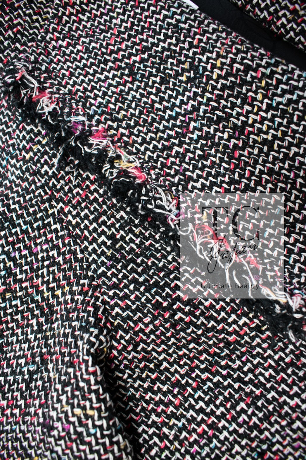 CHANEL 11S Black Red Multicolor Cotton Silk Tweed Jacket 34 36 シャネル ブラック レッド マルチカラー コットン シルク ツイード ジャケット 即発