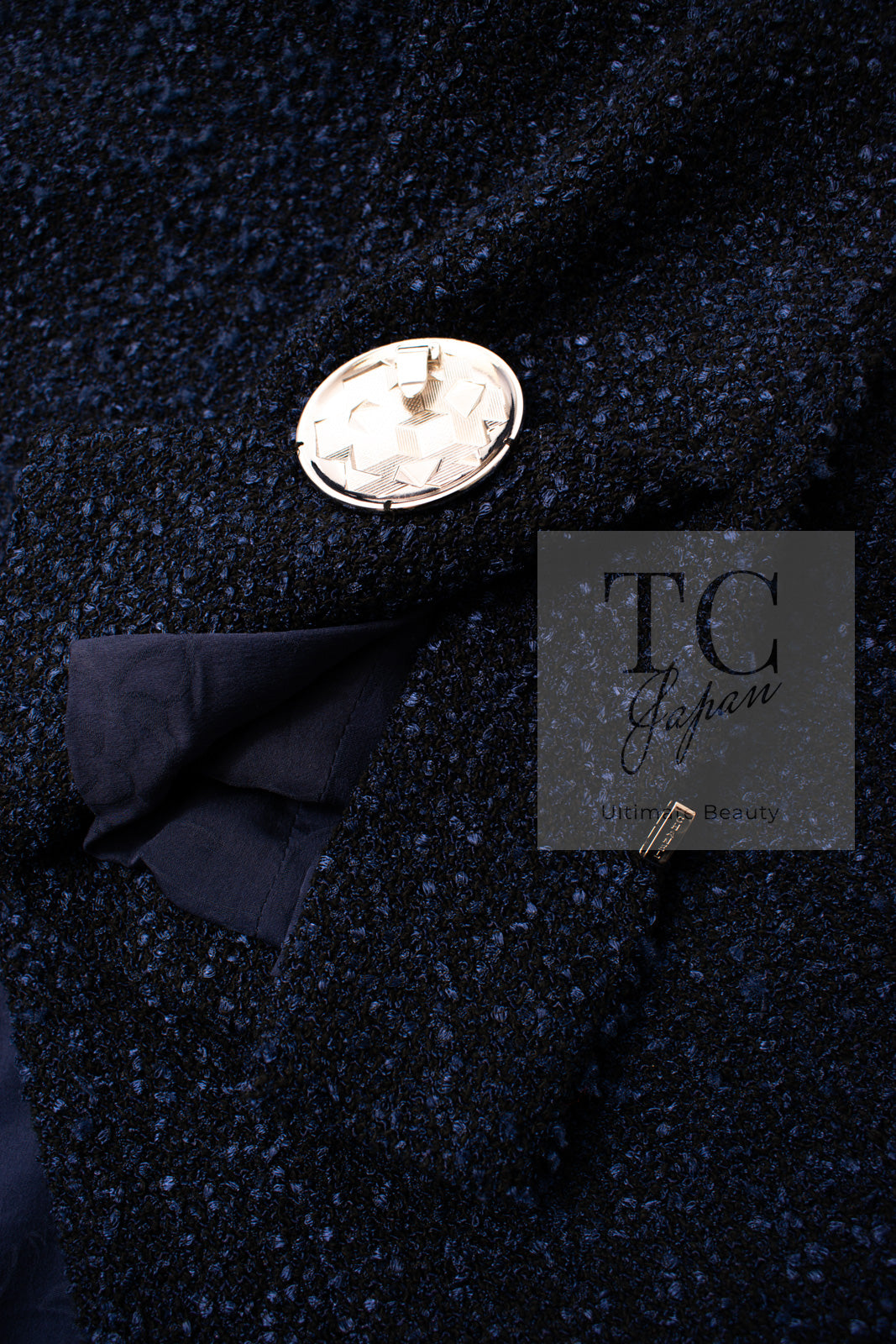 CHANEL 16S Navy Blue Tweed Jacket 38 シャネル ネイビー ブルー ツイード ジャケット 即発