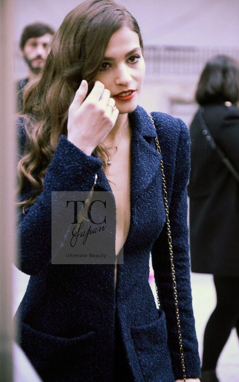 CHANEL 16S Navy Blue Tweed Jacket 38 シャネル ネイビー ブルー ツイード ジャケット 即発