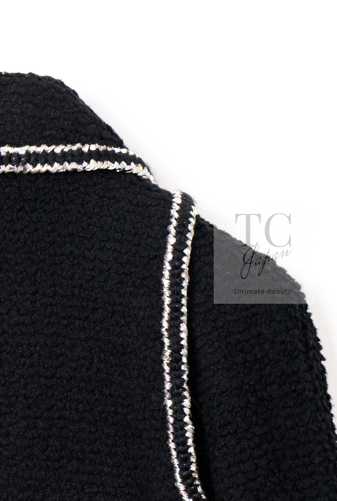 CHANEL 17A Black Wool Silk Braid Trimming Coat Jacket 42 シャネル ブラック ウール シルク ブレイドトリミング コート ジャケット 即発