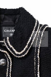 CHANEL 17A Black Wool Silk Braid Trimming Coat Jacket 42 シャネル ブラック ウール シルク ブレイドトリミング コート ジャケット 即発