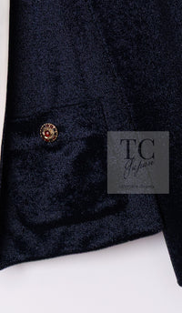 CHANEL 10C Navy Ivory Crystals Gripoix Buttons Jacket 34 36 シャネル ネイビー アイボリー クリスタル グリポア宝石ボタン ジャケット 即発