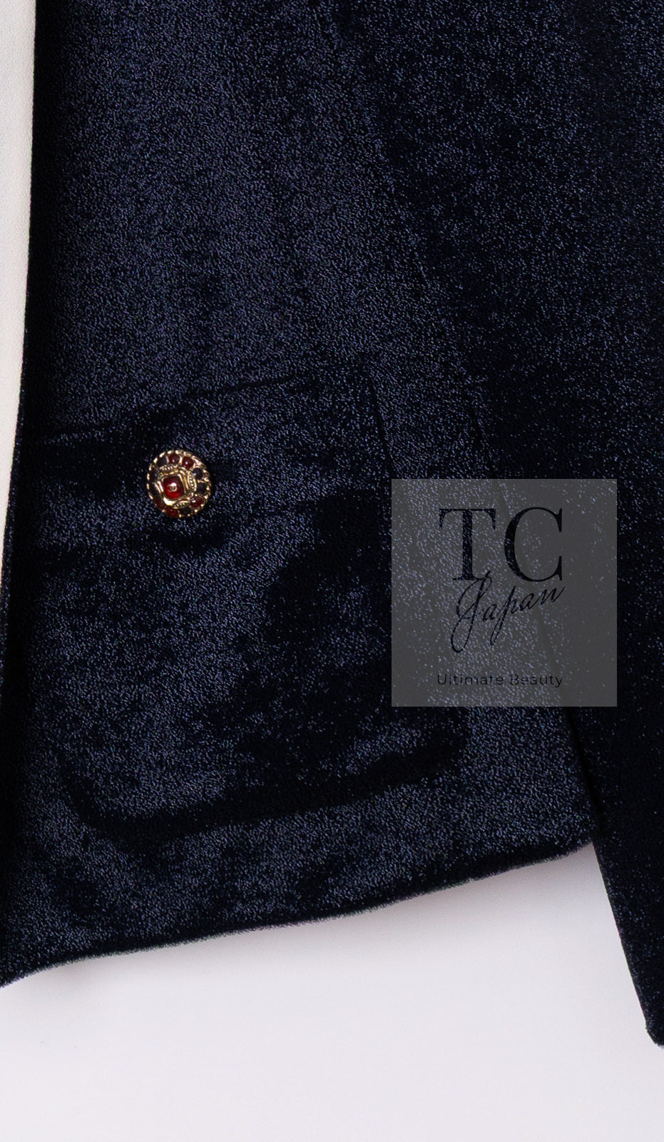 CHANEL 10C Navy Ivory Crystals Gripoix Buttons Jacket 34 36 シャネル ネイビー アイボリー クリスタル グリポア宝石ボタン ジャケット 即発