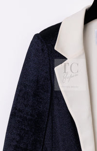 CHANEL 10C Navy Ivory Crystals Gripoix Buttons Jacket 34 36 シャネル ネイビー アイボリー クリスタル グリポア宝石ボタン ジャケット 即発