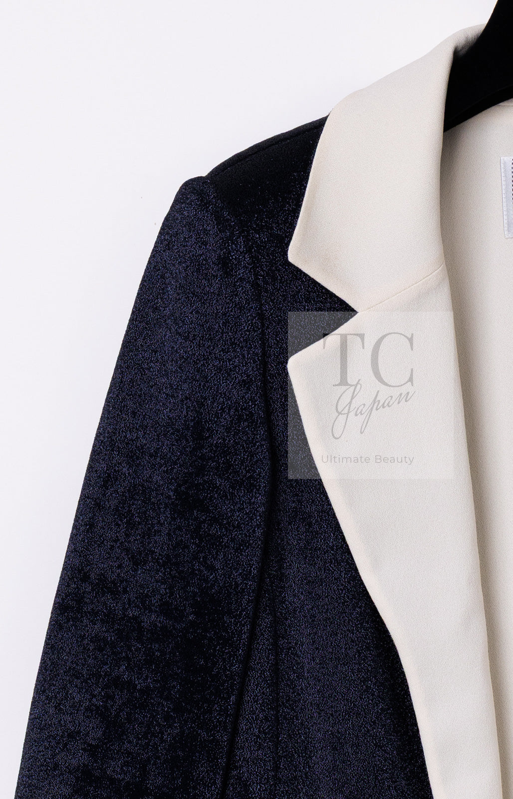 CHANEL 10C Navy Ivory Crystals Gripoix Buttons Jacket 34 36 シャネル ネイビー アイボリー クリスタル グリポア宝石ボタン ジャケット 即発