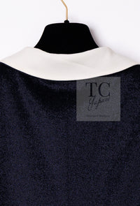 CHANEL 10C Navy Ivory Crystals Gripoix Buttons Jacket 34 36 シャネル ネイビー アイボリー クリスタル グリポア宝石ボタン ジャケット 即発