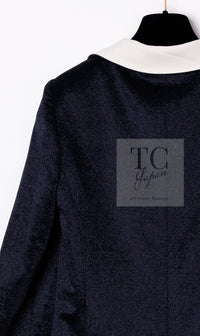 CHANEL 10C Navy Ivory Crystals Gripoix Buttons Jacket 34 36 シャネル ネイビー アイボリー クリスタル グリポア宝石ボタン ジャケット 即発