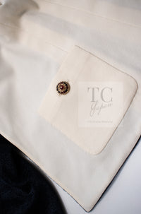 CHANEL 10C Navy Ivory Crystals Gripoix Buttons Jacket 34 36 シャネル ネイビー アイボリー クリスタル グリポア宝石ボタン ジャケット 即発