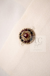 CHANEL 10C Navy Ivory Crystals Gripoix Buttons Jacket 34 36 シャネル ネイビー アイボリー クリスタル グリポア宝石ボタン ジャケット 即発