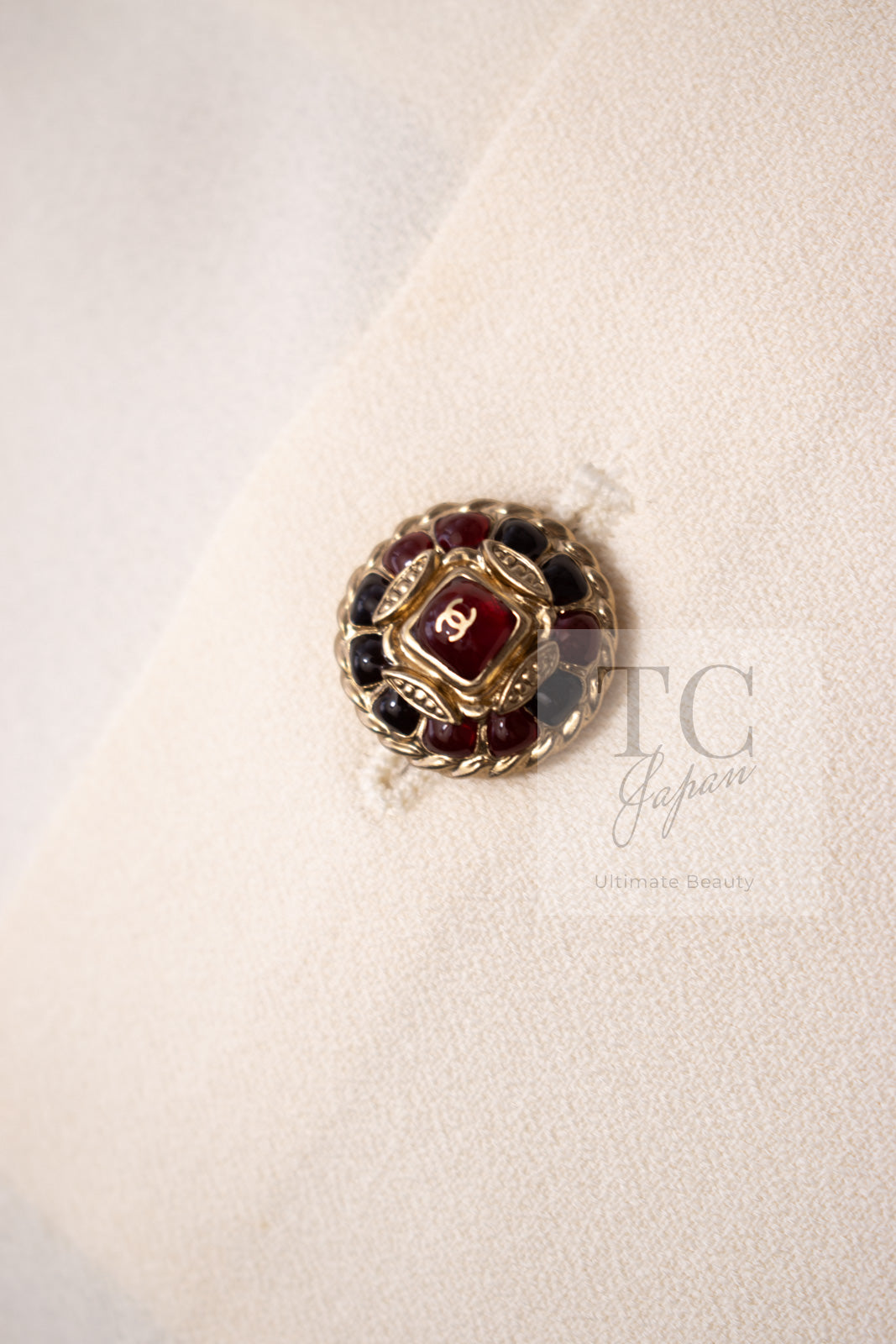 CHANEL 10C Navy Ivory Crystals Gripoix Buttons Jacket 34 36 シャネル ネイビー アイボリー クリスタル グリポア宝石ボタン ジャケット 即発