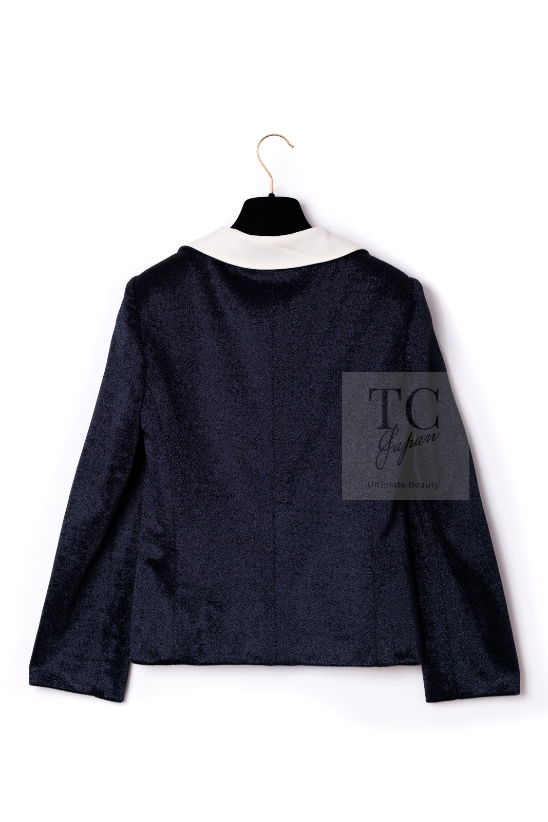 CHANEL 10C Navy Ivory Crystals Gripoix Buttons Jacket 34 36 シャネル ネイビー アイボリー クリスタル グリポア宝石ボタン ジャケット 即発