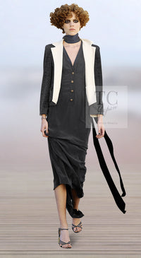 CHANEL 10C Navy Ivory Crystals Gripoix Buttons Jacket 34 36 シャネル ネイビー アイボリー クリスタル グリポア宝石ボタン ジャケット 即発