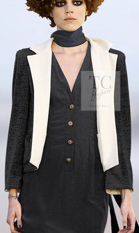 CHANEL 10C Navy Ivory Crystals Gripoix Buttons Jacket 34 36 シャネル ネイビー アイボリー クリスタル グリポア宝石ボタン ジャケット 即発