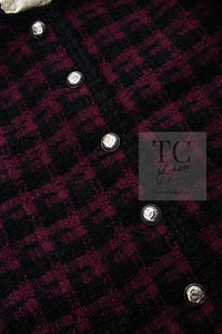 CHANEL 80C Vintage Bordeaux Wine Black Wool Tweed Jacket 36 シャネル ヴィンテージ ボルドー ブラック ブークレ プードル ウール ツイード ジャケット 即発