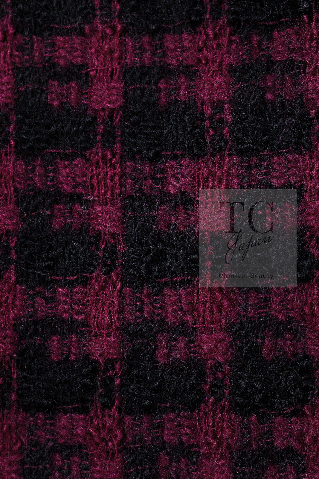 CHANEL 80C Vintage Bordeaux Wine Black Wool Tweed Jacket 36 シャネル ヴィンテージ ボルドー ブラック ブークレ プードル ウール ツイード ジャケット 即発