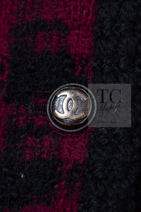 CHANEL 80C Vintage Bordeaux Wine Black Wool Tweed Jacket 36 シャネル ヴィンテージ ボルドー ブラック ブークレ プードル ウール ツイード ジャケット 即発