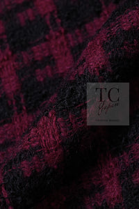 CHANEL 80C Vintage Bordeaux Wine Black Wool Tweed Jacket 36 シャネル ヴィンテージ ボルドー ブラック ブークレ プードル ウール ツイード ジャケット 即発