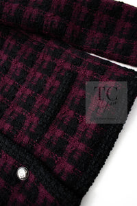 CHANEL 80C Vintage Bordeaux Wine Black Wool Tweed Jacket 36 シャネル ヴィンテージ ボルドー ブラック ブークレ プードル ウール ツイード ジャケット 即発