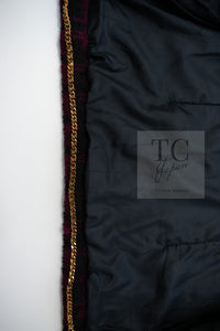 CHANEL 80C Vintage Bordeaux Wine Black Wool Tweed Jacket 36 シャネル ヴィンテージ ボルドー ブラック ブークレ プードル ウール ツイード ジャケット 即発