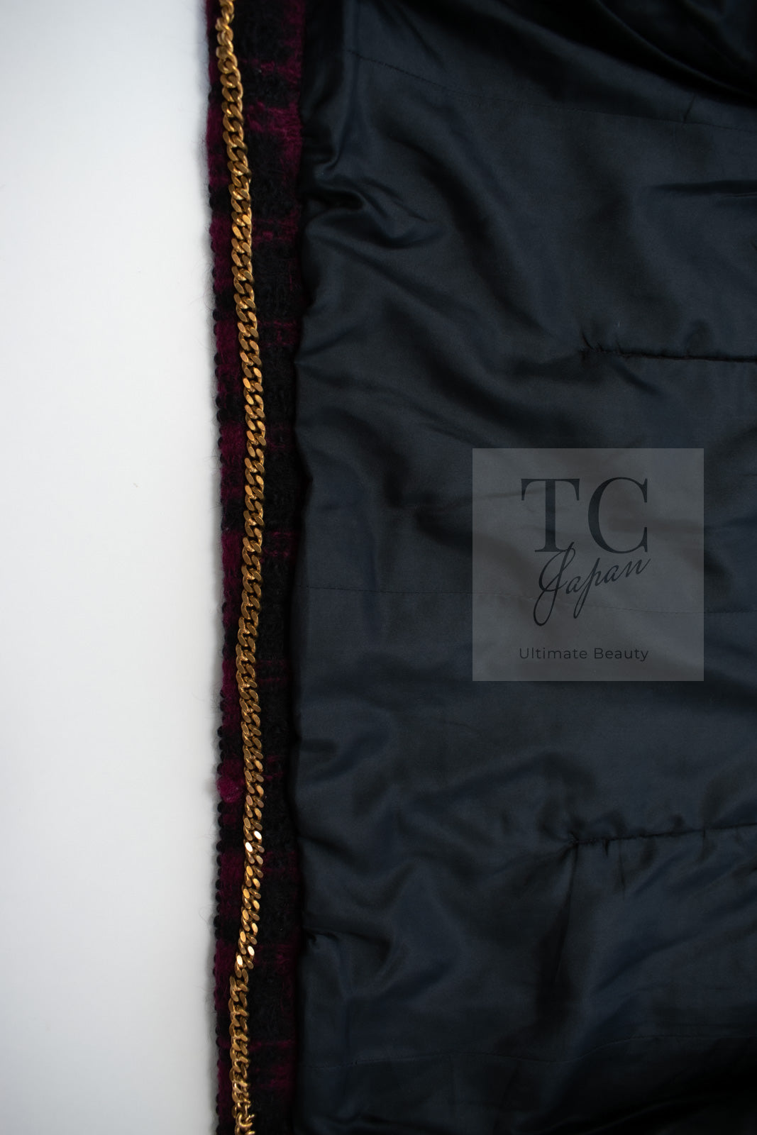 CHANEL 80C Vintage Bordeaux Wine Black Wool Tweed Jacket 36 シャネル ヴィンテージ ボルドー ブラック ブークレ プードル ウール ツイード ジャケット 即発