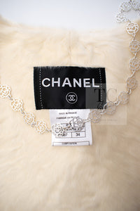 CHANEL 09A Black Ivory Wool Lamb Fur Lining Jacket 36 38 シャネル ブラック アイボリー ウール ラム ファー ライニング ジャケット 即発