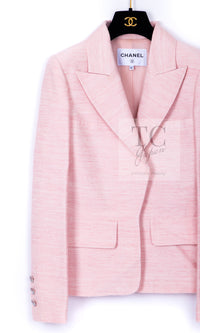 CHANEL 17C Cuba Runway Pink Silk Canvas Logo Button Jacket 36 シャネル キューバ ランウェイ ピンク シルク キャンバス ココボタン ジャケット 即発
