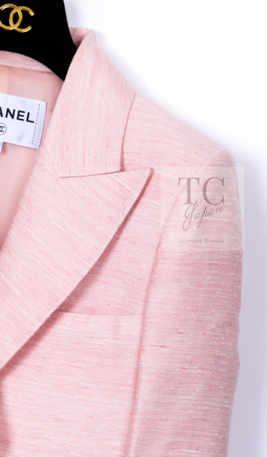 CHANEL 17C Cuba Runway Pink Silk Canvas Logo Button Jacket 36 シャネル キューバ ランウェイ ピンク シルク キャンバス ココボタン ジャケット 即発