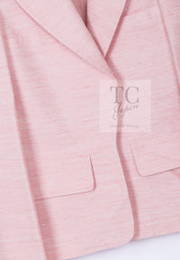 CHANEL 17C Cuba Runway Pink Silk Canvas Logo Button Jacket 36 シャネル キューバ ランウェイ ピンク シルク キャンバス ココボタン ジャケット 即発