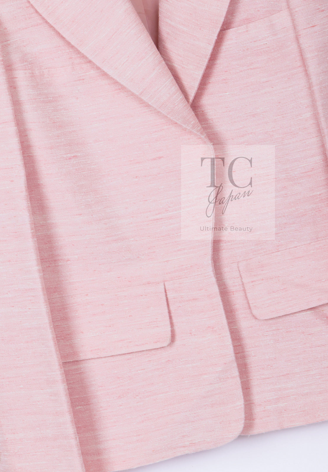 CHANEL 17C Cuba Runway Pink Silk Canvas Logo Button Jacket 36 シャネル キューバ ランウェイ ピンク シルク キャンバス ココボタン ジャケット 即発
