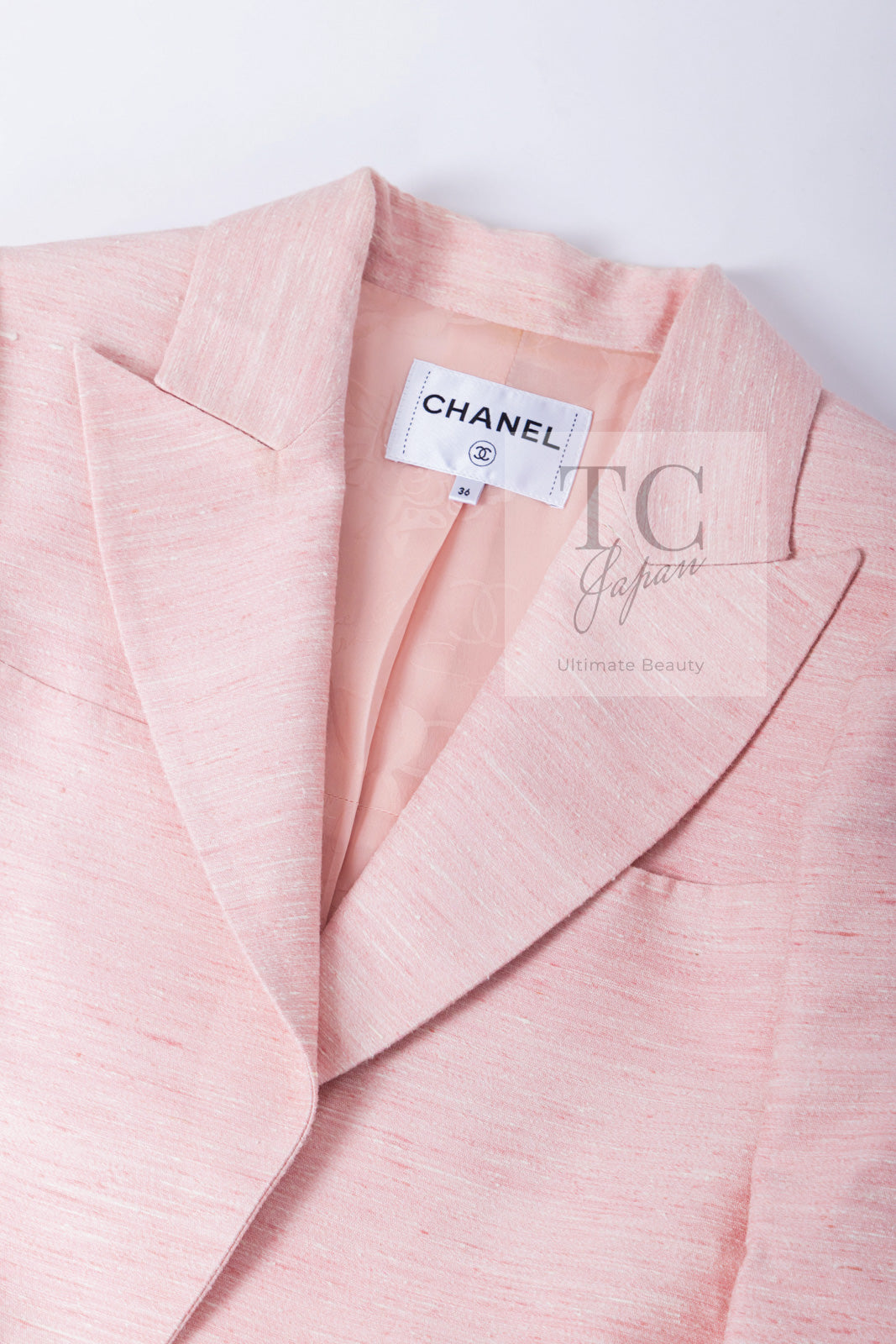 CHANEL 17C Cuba Runway Pink Silk Canvas Logo Button Jacket 36 シャネル キューバ ランウェイ ピンク シルク キャンバス ココボタン ジャケット 即発