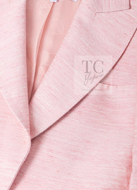 CHANEL 17C Cuba Runway Pink Silk Canvas Logo Button Jacket 36 シャネル キューバ ランウェイ ピンク シルク キャンバス ココボタン ジャケット 即発
