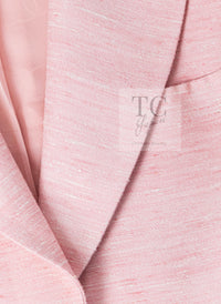 CHANEL 17C Cuba Runway Pink Silk Canvas Logo Button Jacket 36 シャネル キューバ ランウェイ ピンク シルク キャンバス ココボタン ジャケット 即発