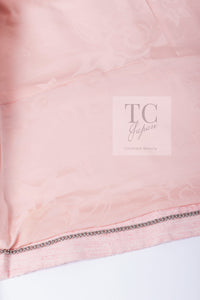 CHANEL 17C Cuba Runway Pink Silk Canvas Logo Button Jacket 36 シャネル キューバ ランウェイ ピンク シルク キャンバス ココボタン ジャケット 即発