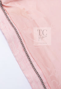 CHANEL 17C Cuba Runway Pink Silk Canvas Logo Button Jacket 36 シャネル キューバ ランウェイ ピンク シルク キャンバス ココボタン ジャケット 即発