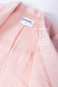 CHANEL 17C Cuba Runway Pink Silk Canvas Logo Button Jacket 36 シャネル キューバ ランウェイ ピンク シルク キャンバス ココボタン ジャケット 即発