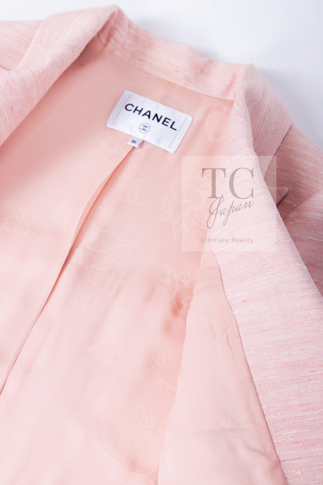 CHANEL 17C Cuba Runway Pink Silk Canvas Logo Button Jacket 36 シャネル キューバ ランウェイ ピンク シルク キャンバス ココボタン ジャケット 即発
