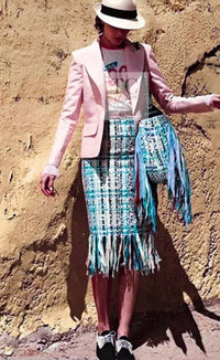 CHANEL 17C Cuba Runway Pink Silk Canvas Logo Button Jacket 36 シャネル キューバ ランウェイ ピンク シルク キャンバス ココボタン ジャケット 即発