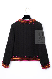 CHANEL 97A Vintage Brown Orange Pink Trim Wool Tweed Jacket 40 シャネル ヴィンテージ ブラウン オレンジ ピンク トリム ウール ツイード ジャケット 即発