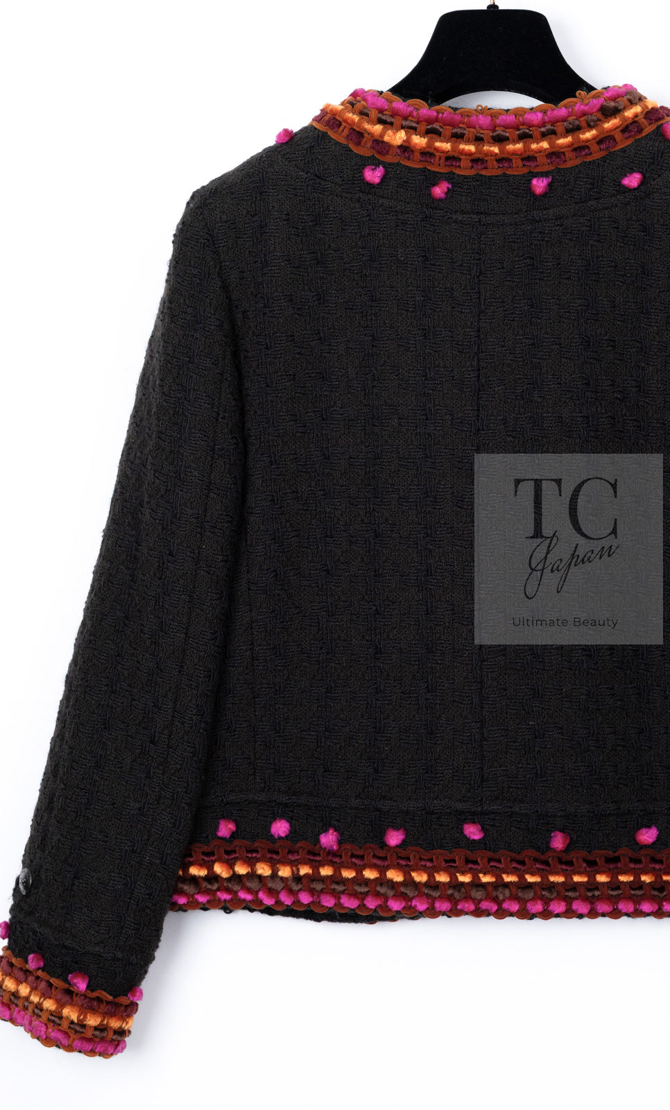 CHANEL 97A Vintage Brown Orange Pink Trim Wool Tweed Jacket 40 シャネル ヴィンテージ ブラウン オレンジ ピンク トリム ウール ツイード ジャケット 即発