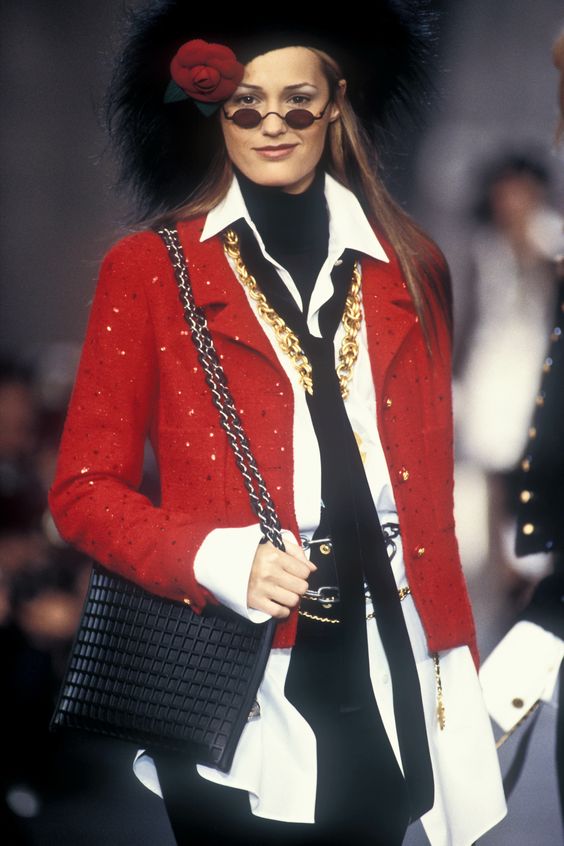 CHANEL 93A Vintage Red Sequin Wool Jacket Coat 38 40 42 シャネル ヴィンテージ レッド スパンコール ウール ジャケット コート 即発