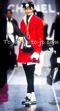 CHANEL 93A Vintage Red Sequin Wool Jacket Coat 38 40 42 シャネル ヴィンテージ レッド スパンコール ウール ジャケット コート 即発