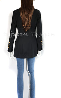CHANEL 96A Vintage Black Wool 100 Gold CC Logo Buttons Jacket 38 シャネル ヴィンテージ ブラック ウール100% ゴールド CCボタン ジャケット 即発