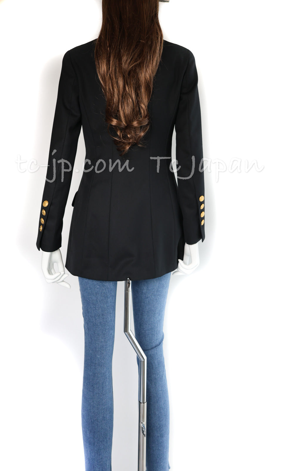 CHANEL 96A Vintage Black Wool 100 Gold CC Logo Buttons Jacket 38 シャネル ヴィンテージ ブラック ウール100% ゴールド CCボタン ジャケット 即発
