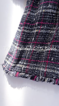 CHANEL 07S Navy White Pink Multicolor Cotton Tweed Coat 34 シャネル ネイビー ピンク ホワイト マルチカラー コットン ツイード ロング コート 即発