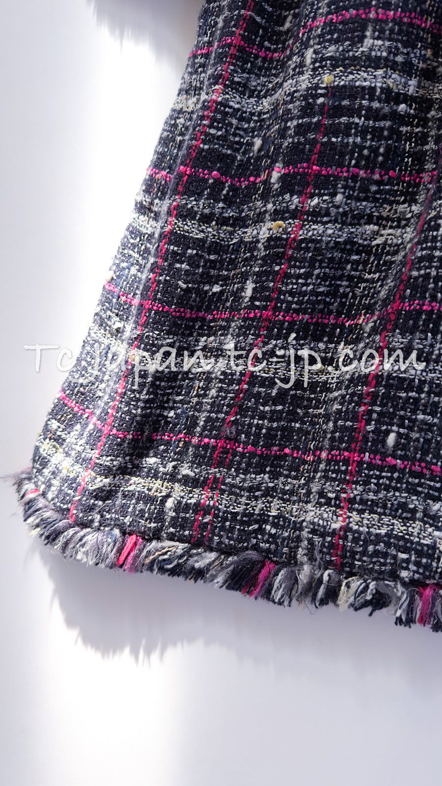 CHANEL 07S Navy White Pink Multicolor Cotton Tweed Coat 34 シャネル ネイビー ピンク ホワイト マルチカラー コットン ツイード ロング コート 即発