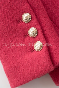 CHANEL 20A Coral Pink Wool Double Stand Collar Jacket Coat 38 40 シャネル コーラル ピンク ウール ダブル スタンド カラー コート ジャケット 即発