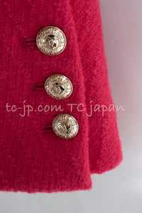 CHANEL 20A Coral Pink Wool Double Stand Collar Jacket Coat 38 40 シャネル コーラル ピンク ウール ダブル スタンド カラー コート ジャケット 即発