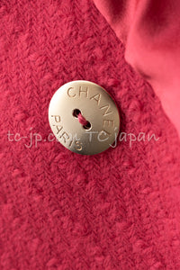 CHANEL 20A Coral Pink Wool Double Stand Collar Jacket Coat 38 40 シャネル コーラル ピンク ウール ダブル スタンド カラー コート ジャケット 即発