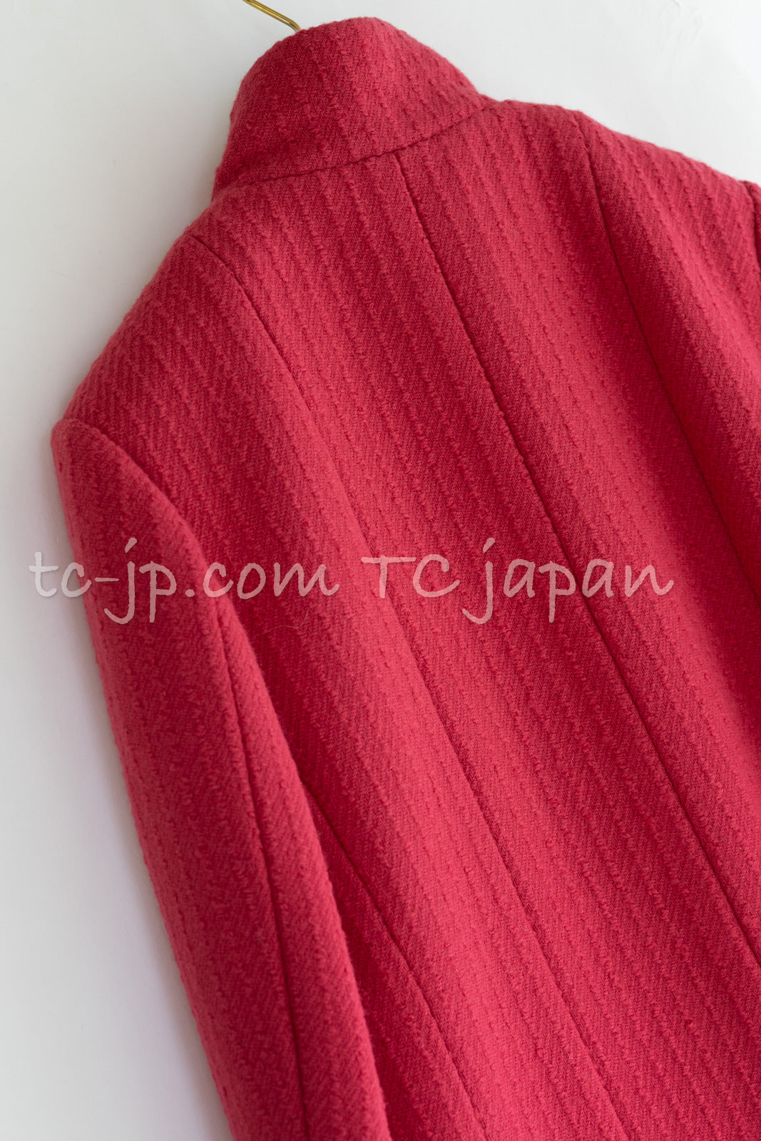 CHANEL 20A Coral Pink Wool Double Stand Collar Jacket Coat 38 40 シャネル コーラル ピンク ウール ダブル スタンド カラー コート ジャケット 即発